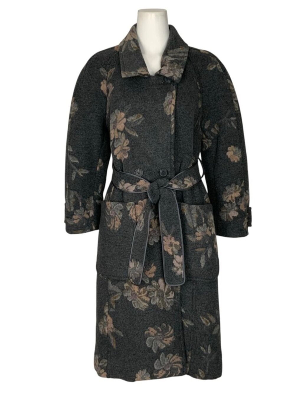 Rebecca Taylor Jacquard Coat 0 Grey Floral Wool Blend - Picture 3 of 16